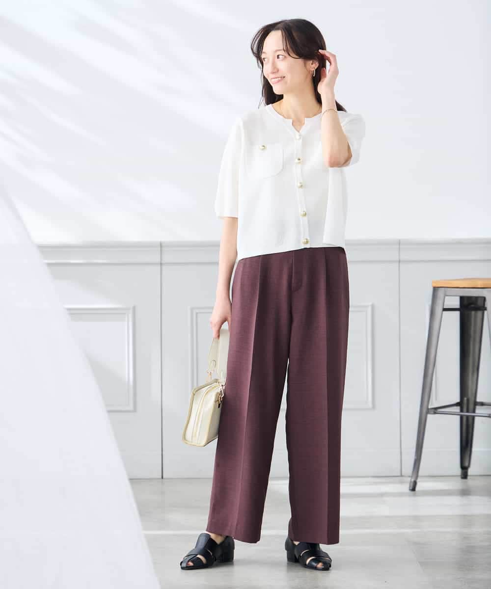 K3CGD12059 a.v.v Elmi(アー・ヴェ・ヴェ) 【低身長サイズ】6分袖ジャケットライクカーディガン ネイビー