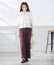 K3CGD12059 a.v.v Elmi(アー・ヴェ・ヴェ) 【低身長サイズ】6分袖ジャケットライクカーディガン ネイビー