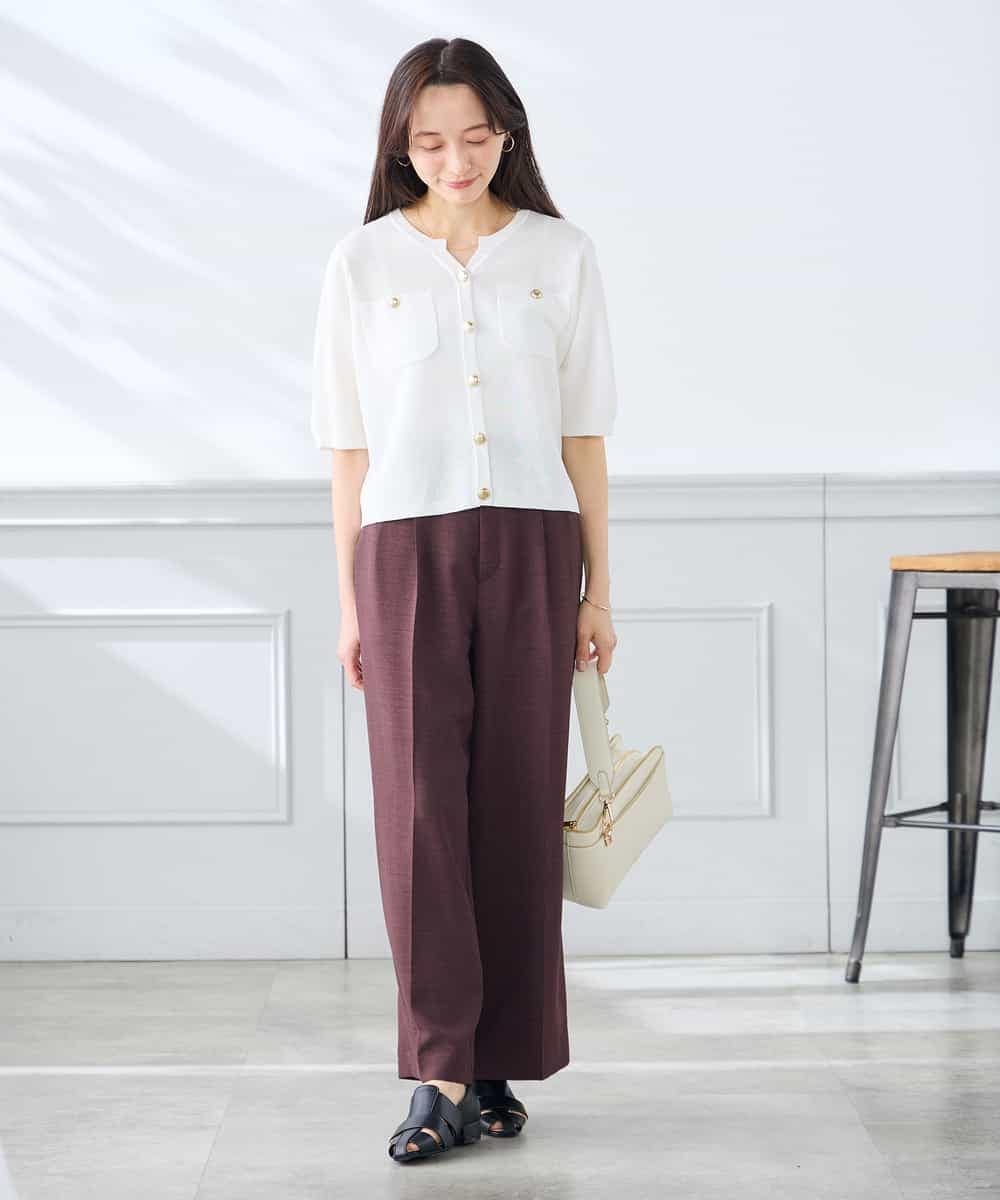 K3CGD12059 a.v.v Elmi(アー・ヴェ・ヴェ) 【低身長サイズ】6分袖ジャケットライクカーディガン ネイビー