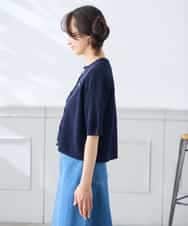 K3CGD12059 a.v.v Elmi(アー・ヴェ・ヴェ) 【低身長サイズ】6分袖ジャケットライクカーディガン ネイビー