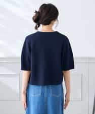 K3CGD12059 a.v.v Elmi(アー・ヴェ・ヴェ) 【低身長サイズ】6分袖ジャケットライクカーディガン ネイビー