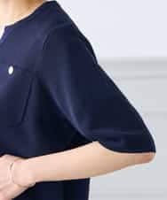 K3CGD12059 a.v.v Elmi(アー・ヴェ・ヴェ) 【低身長サイズ】6分袖ジャケットライクカーディガン ネイビー