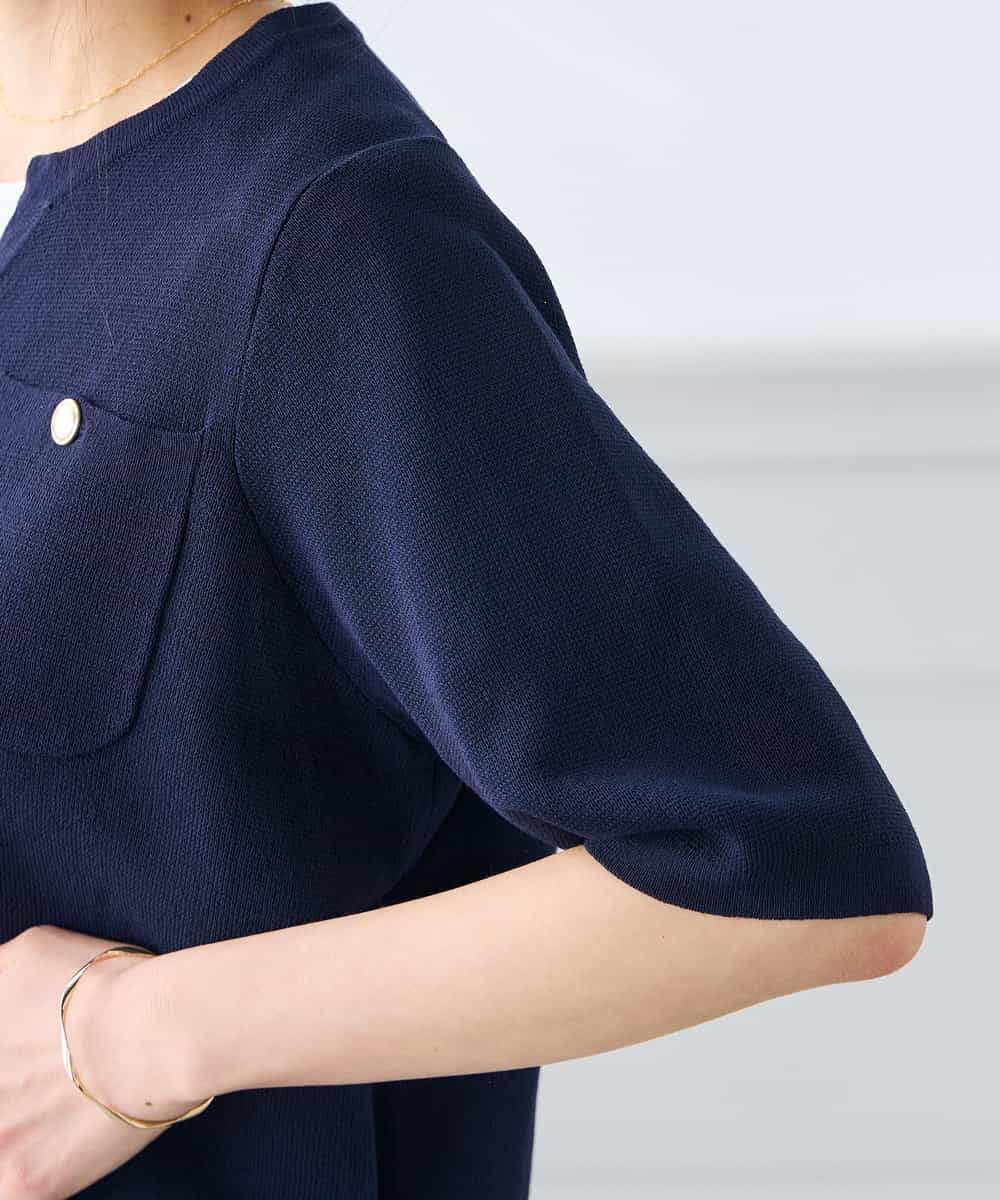 K3CGD12059 a.v.v Elmi(アー・ヴェ・ヴェ) 【低身長サイズ】6分袖ジャケットライクカーディガン ネイビー