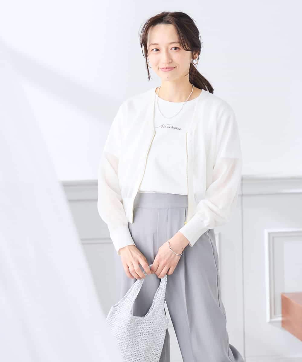 K3CGD13059 a.v.v Elmi(アー・ヴェ・ヴェ) 【低身長サイズ】シアージップカーディガン ホワイト