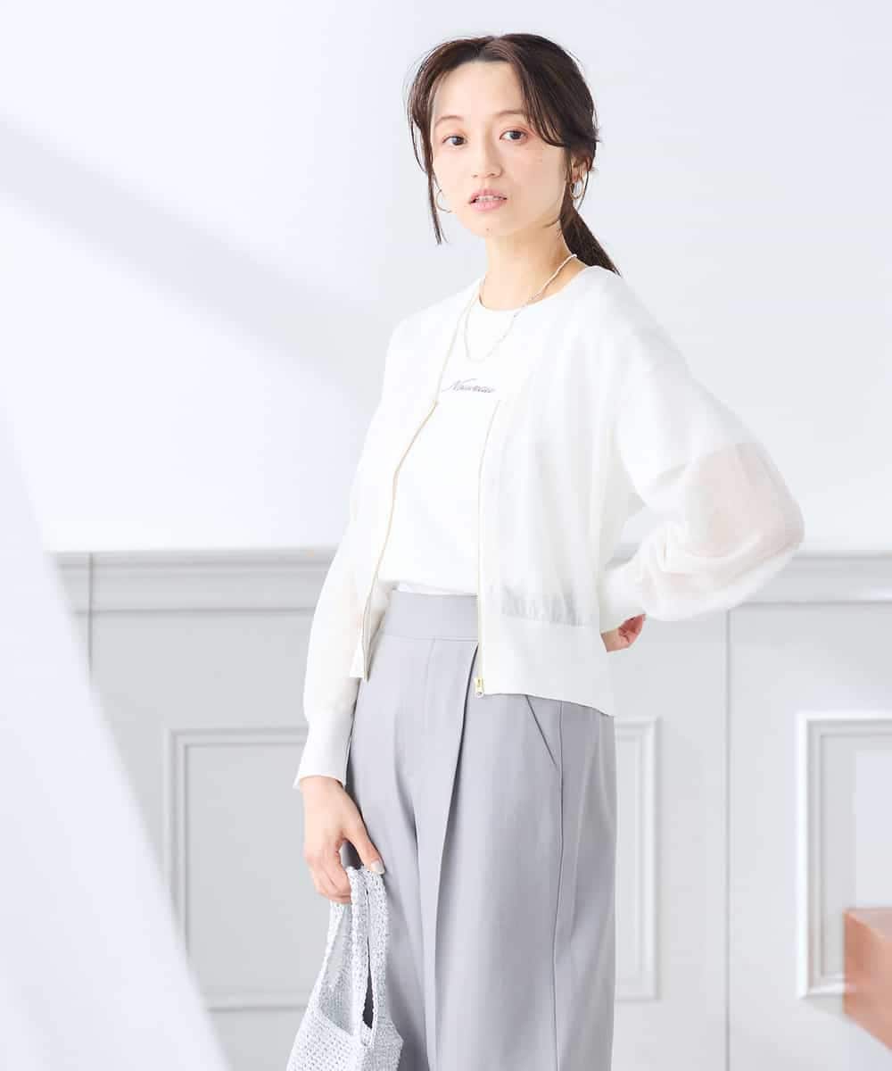 K3CGD13059 a.v.v Elmi(アー・ヴェ・ヴェ) 【低身長サイズ】シアージップカーディガン ホワイト