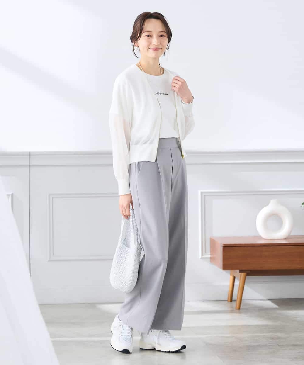 K3CGD13059 a.v.v Elmi(アー・ヴェ・ヴェ) 【低身長サイズ】シアージップカーディガン ホワイト