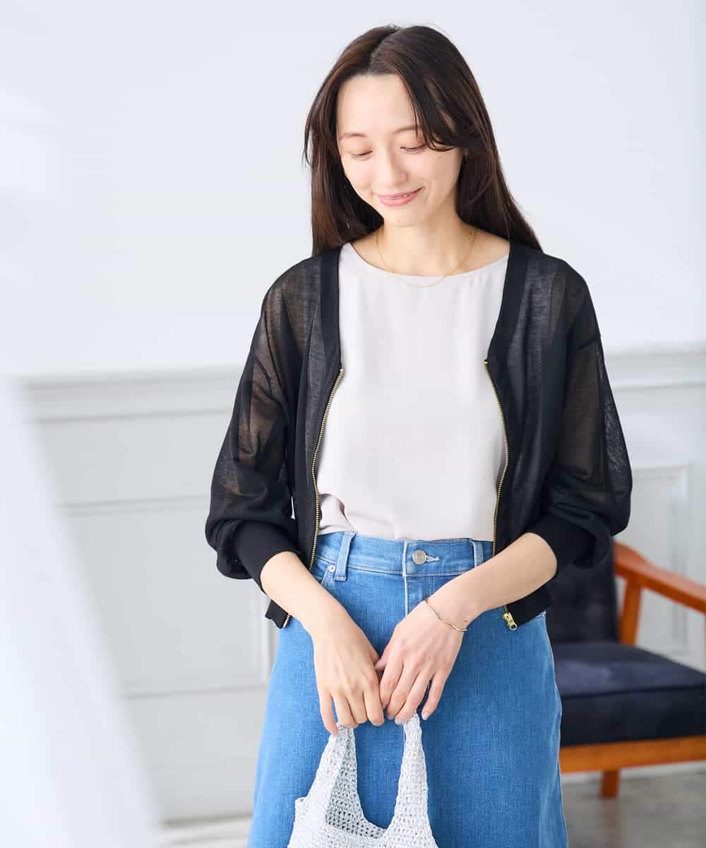 K3CGD13059 a.v.v Elmi(アー・ヴェ・ヴェ) 【低身長サイズ】シアージップカーディガン ホワイト