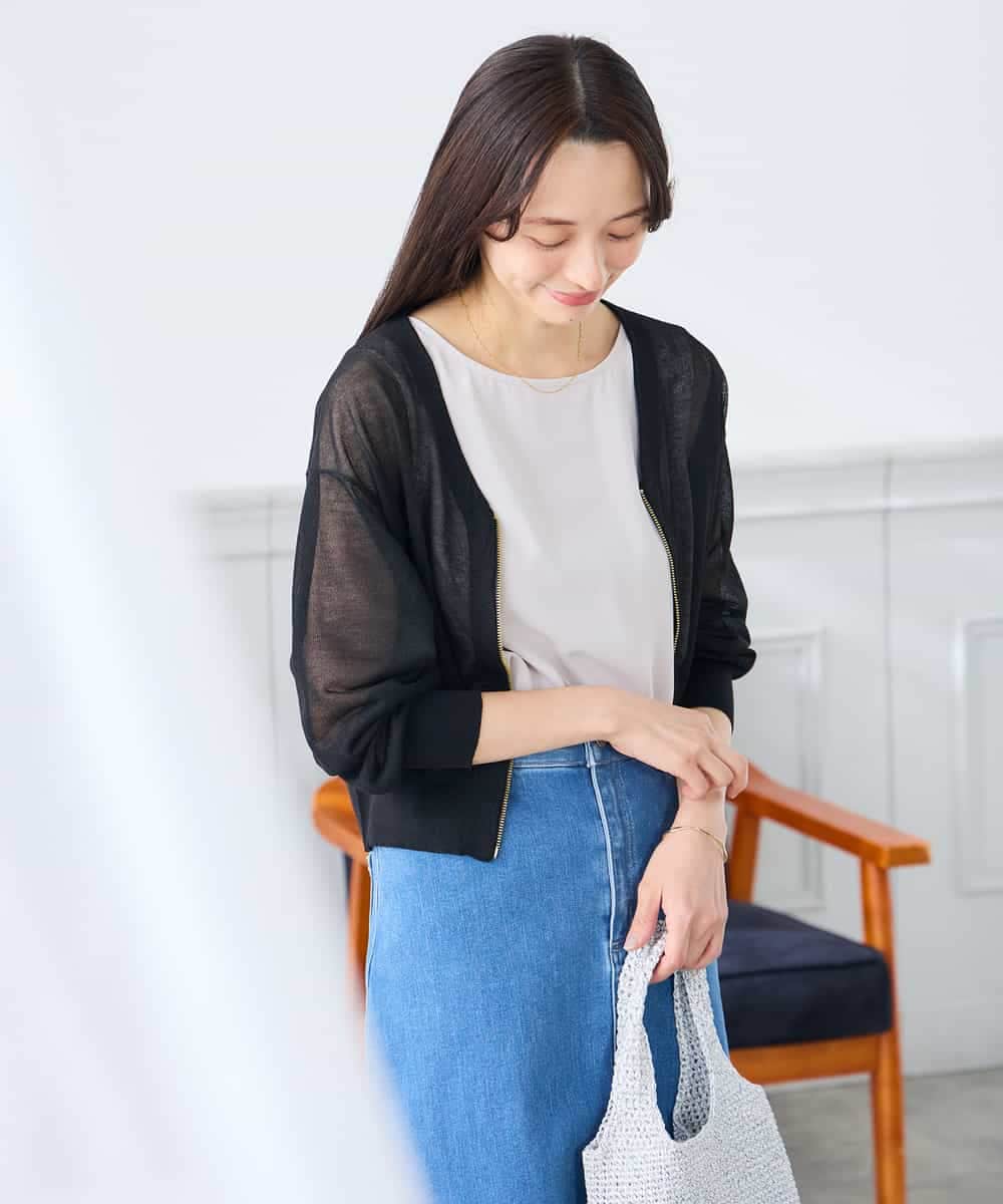 K3CGD13059 a.v.v Elmi(アー・ヴェ・ヴェ) 【低身長サイズ】シアージップカーディガン ホワイト