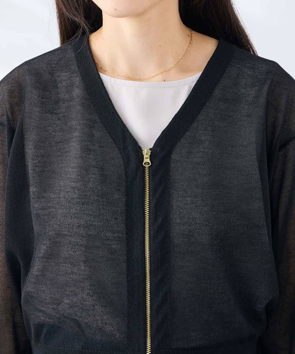 K3CGD13059 a.v.v Elmi(アー・ヴェ・ヴェ) 【低身長サイズ】シアージップカーディガン ホワイト