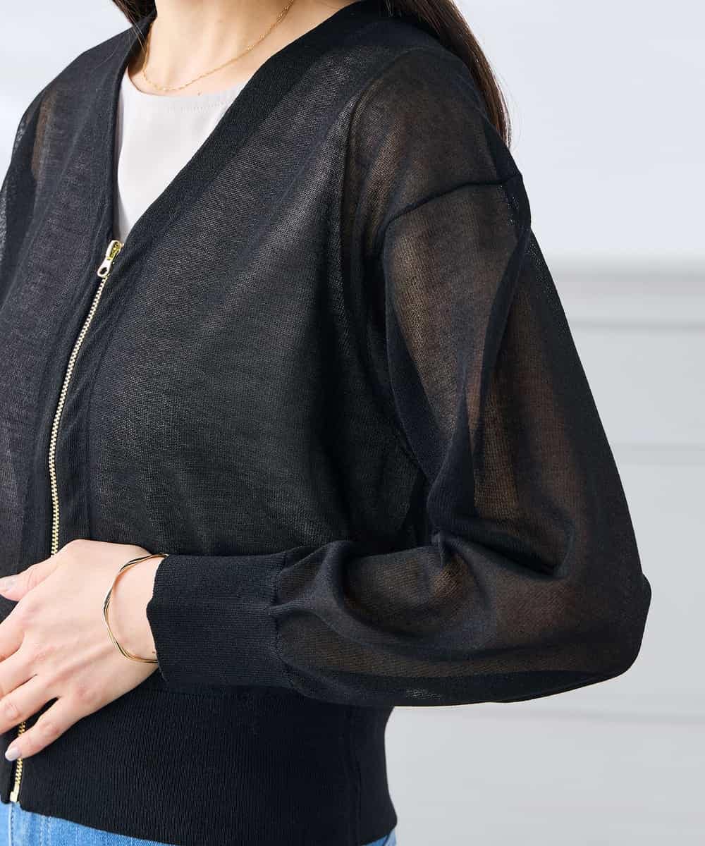 K3CGD13059 a.v.v Elmi(アー・ヴェ・ヴェ) 【低身長サイズ】シアージップカーディガン ホワイト