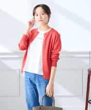 K3CGD20049 a.v.v Elmi(アー・ヴェ・ヴェ) 【低身長サイズ】クルーネックサマーカーディガン【洗える/接触冷感/UVカット】 レッド