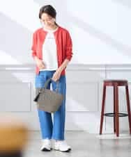 K3CGD20049 a.v.v Elmi(アー・ヴェ・ヴェ) 【低身長サイズ】クルーネックサマーカーディガン【洗える/接触冷感/UVカット】 レッド