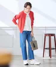 K3CGD20049 a.v.v Elmi(アー・ヴェ・ヴェ) 【低身長サイズ】クルーネックサマーカーディガン【洗える/接触冷感/UVカット】 レッド