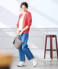 K3CGD20049 a.v.v Elmi(アー・ヴェ・ヴェ) 【低身長サイズ】クルーネックサマーカーディガン【洗える/接触冷感/UVカット】 レッド