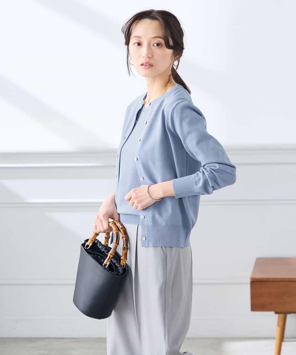 K3CGD20049 a.v.v Elmi(アー・ヴェ・ヴェ) 【低身長サイズ】クルーネックサマーカーディガン【洗える/接触冷感/UVカット】 レッド