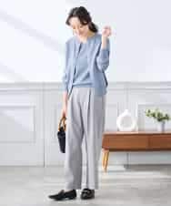 K3CGD20049 a.v.v Elmi(アー・ヴェ・ヴェ) 【低身長サイズ】クルーネックサマーカーディガン【洗える/接触冷感/UVカット】 レッド