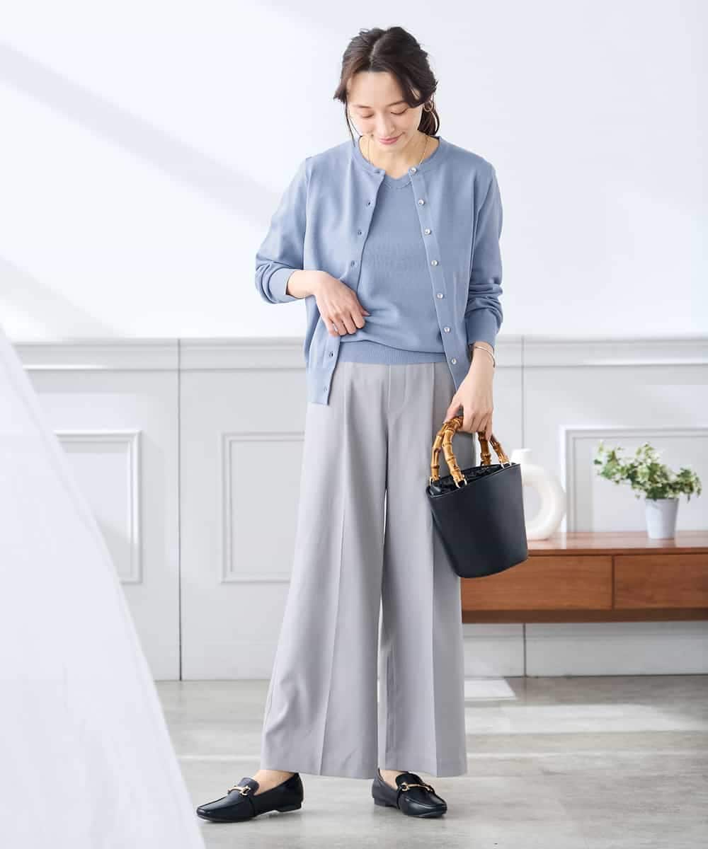 K3CGD20049 a.v.v Elmi(アー・ヴェ・ヴェ) 【低身長サイズ】クルーネックサマーカーディガン【洗える/接触冷感/UVカット】 レッド