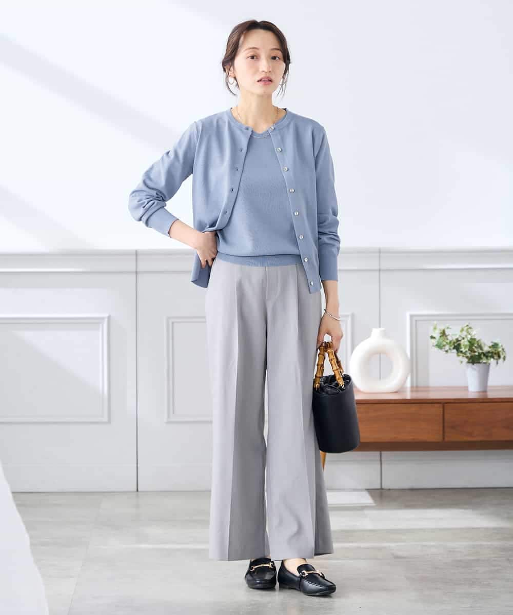 K3CGD20049 a.v.v Elmi(アー・ヴェ・ヴェ) 【低身長サイズ】クルーネックサマーカーディガン【洗える/接触冷感/UVカット】 レッド