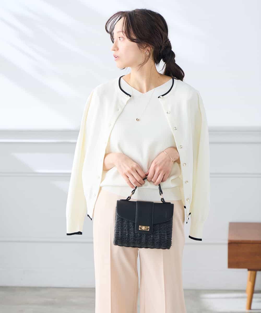 K3CGD20049 a.v.v Elmi(アー・ヴェ・ヴェ) 【低身長サイズ】クルーネックサマーカーディガン【洗える/接触冷感/UVカット】 レッド