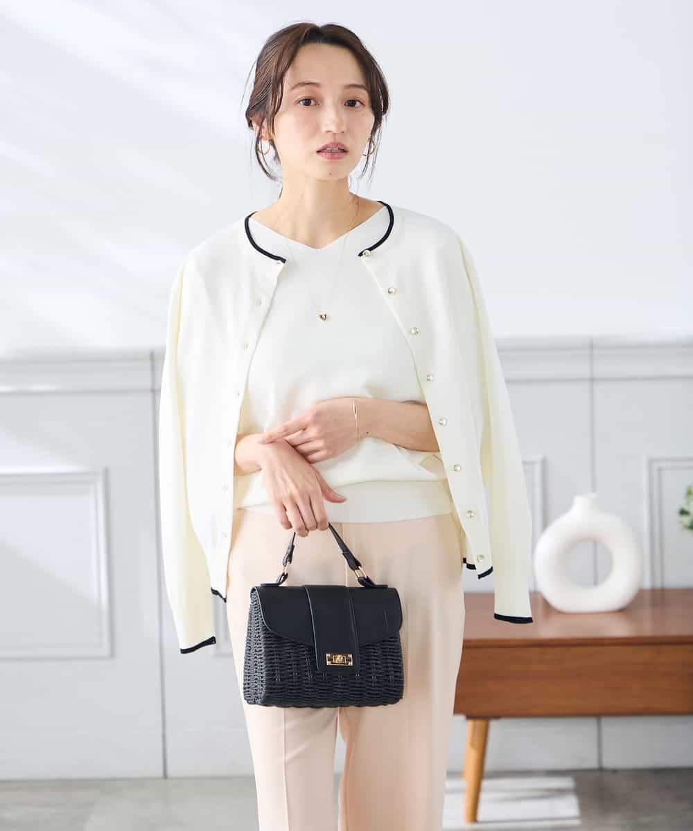 K3CGD20049 a.v.v Elmi(アー・ヴェ・ヴェ) 【低身長サイズ】クルーネックサマーカーディガン【洗える/接触冷感/UVカット】 レッド