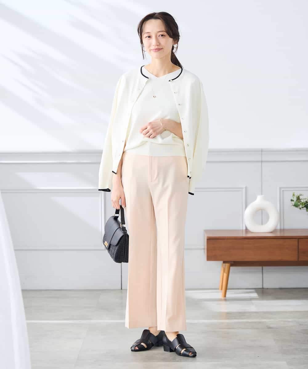 K3CGD20049 a.v.v Elmi(アー・ヴェ・ヴェ) 【低身長サイズ】クルーネックサマーカーディガン【洗える/接触冷感/UVカット】 レッド