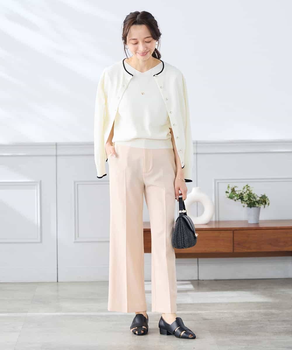 K3CGD20049 a.v.v Elmi(アー・ヴェ・ヴェ) 【低身長サイズ】クルーネックサマーカーディガン【洗える/接触冷感/UVカット】 レッド