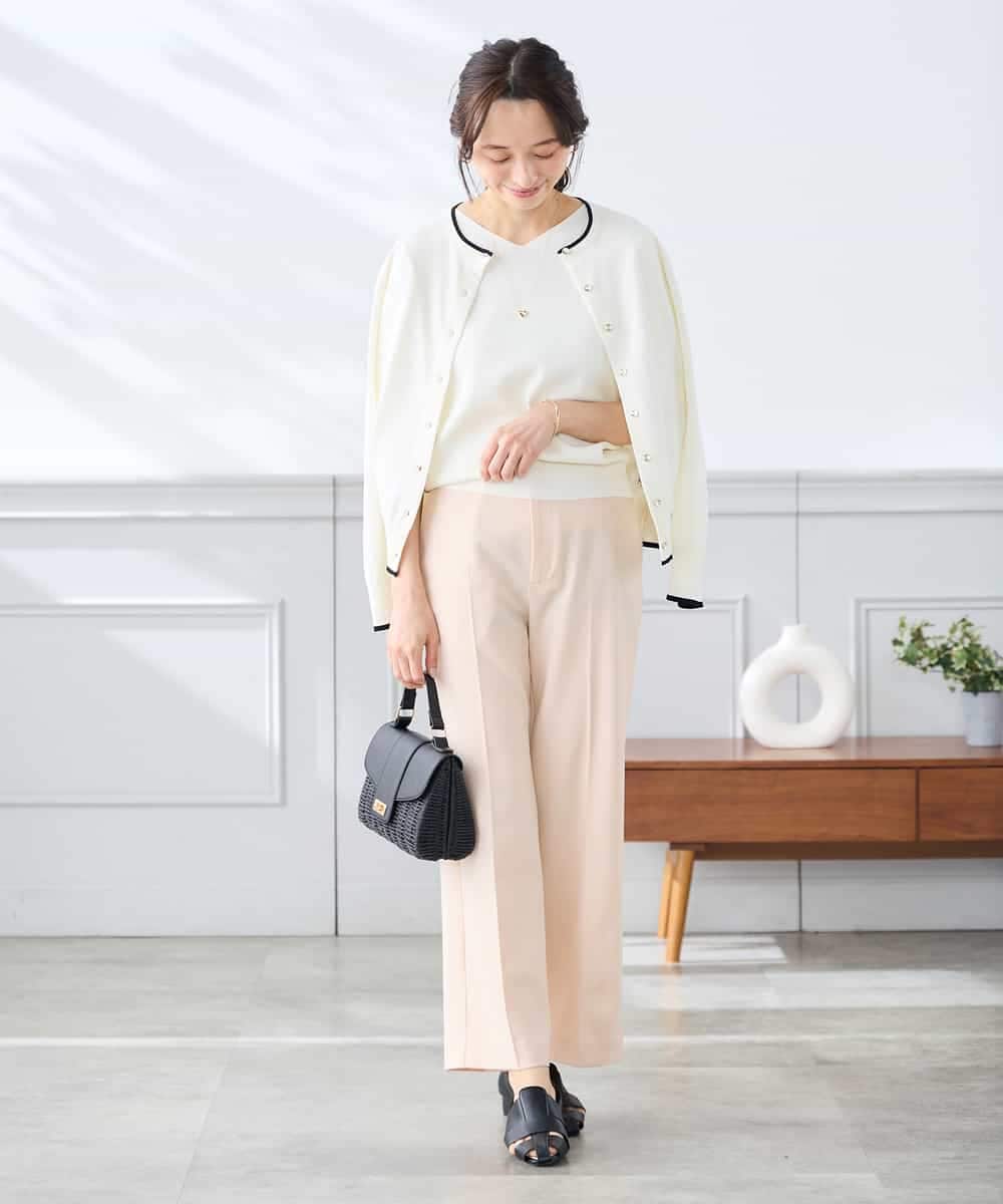 K3CGD20049 a.v.v Elmi(アー・ヴェ・ヴェ) 【低身長サイズ】クルーネックサマーカーディガン【洗える/接触冷感/UVカット】 レッド