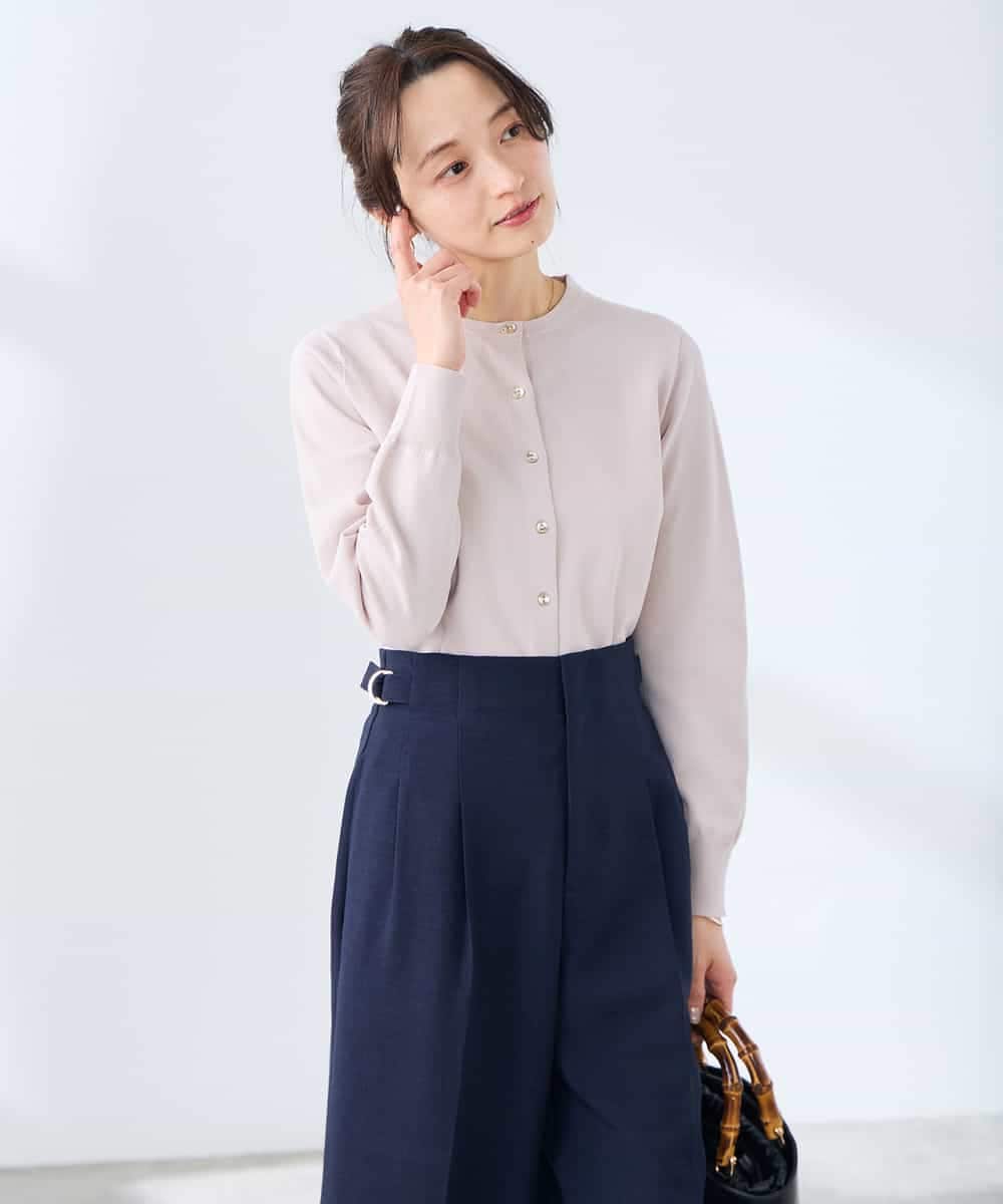 K3CGD20049 a.v.v Elmi(アー・ヴェ・ヴェ) 【低身長サイズ】クルーネックサマーカーディガン【洗える/接触冷感/UVカット】 レッド