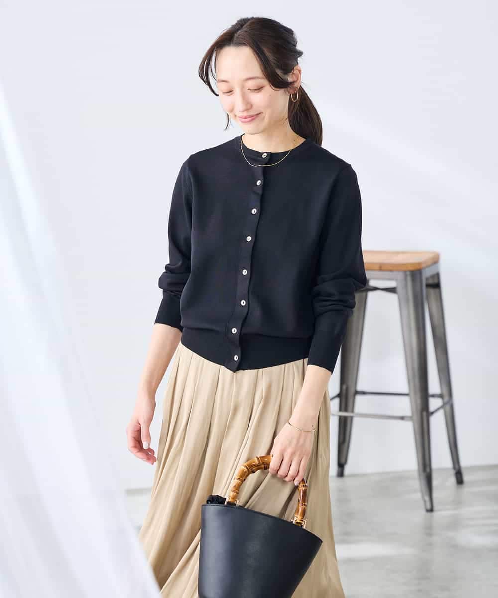 K3CGD20049 a.v.v Elmi(アー・ヴェ・ヴェ) 【低身長サイズ】クルーネックサマーカーディガン【洗える/接触冷感/UVカット】 レッド