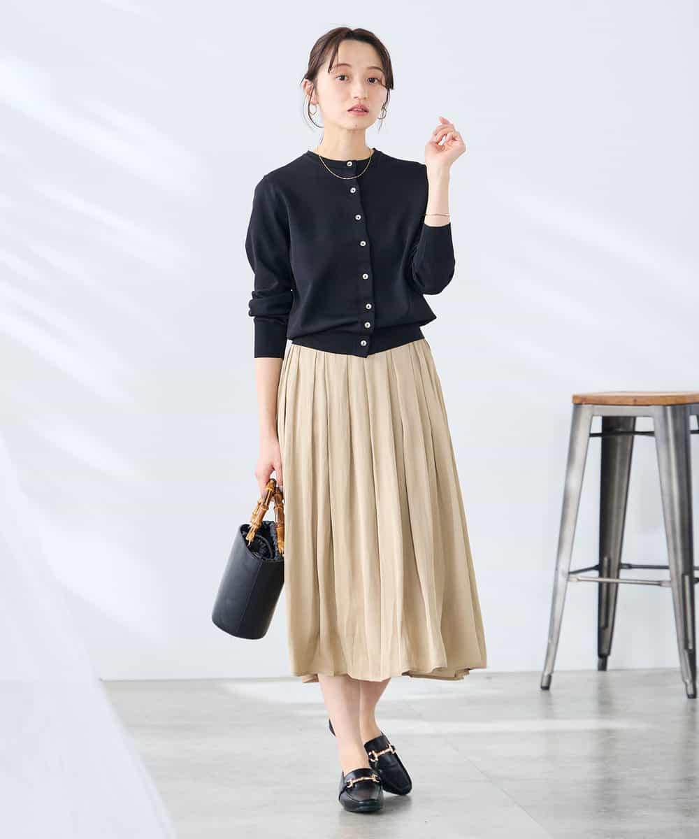 K3CGD20049 a.v.v Elmi(アー・ヴェ・ヴェ) 【低身長サイズ】クルーネックサマーカーディガン【洗える/接触冷感/UVカット】 レッド