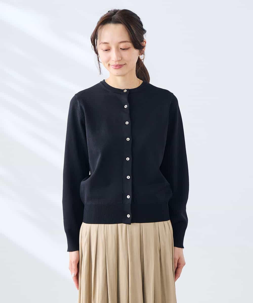 K3CGD20049 a.v.v Elmi(アー・ヴェ・ヴェ) 【低身長サイズ】クルーネックサマーカーディガン【洗える/接触冷感/UVカット】 レッド