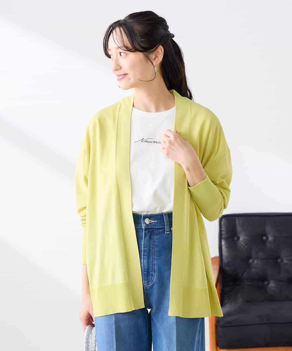 K3CGD22049 a.v.v Elmi(アー・ヴェ・ヴェ) 【低身長サイズ】さらさらタッチトッパーカーディガン【UVカット/接触冷感】 ライトイエロー
