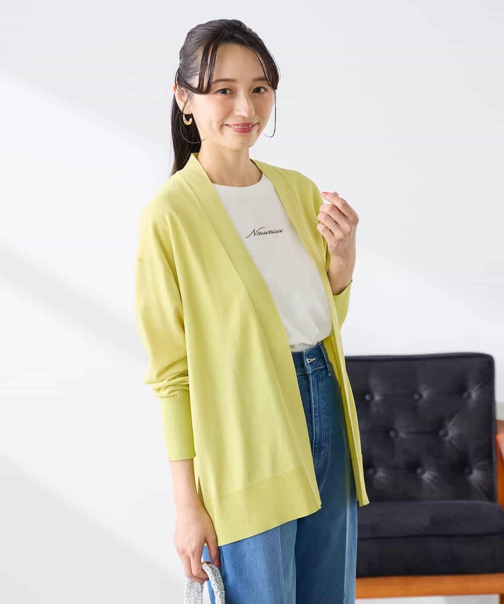 K3CGD22049 a.v.v Elmi(アー・ヴェ・ヴェ) 【低身長サイズ】さらさらタッチトッパーカーディガン【UVカット/接触冷感】 ライトイエロー