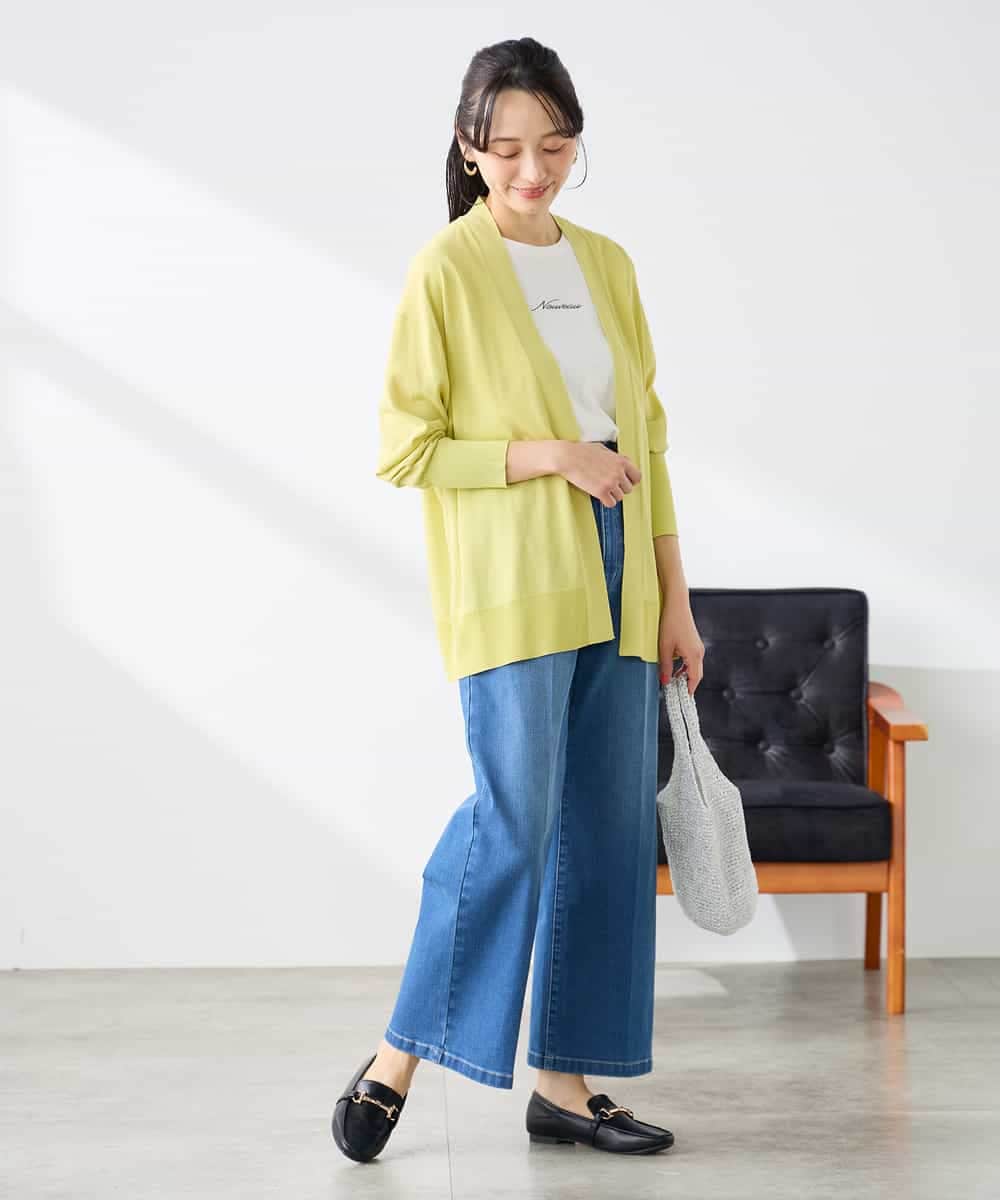 K3CGD22049 a.v.v Elmi(アー・ヴェ・ヴェ) 【低身長サイズ】さらさらタッチトッパーカーディガン【UVカット/接触冷感】 ライトイエロー