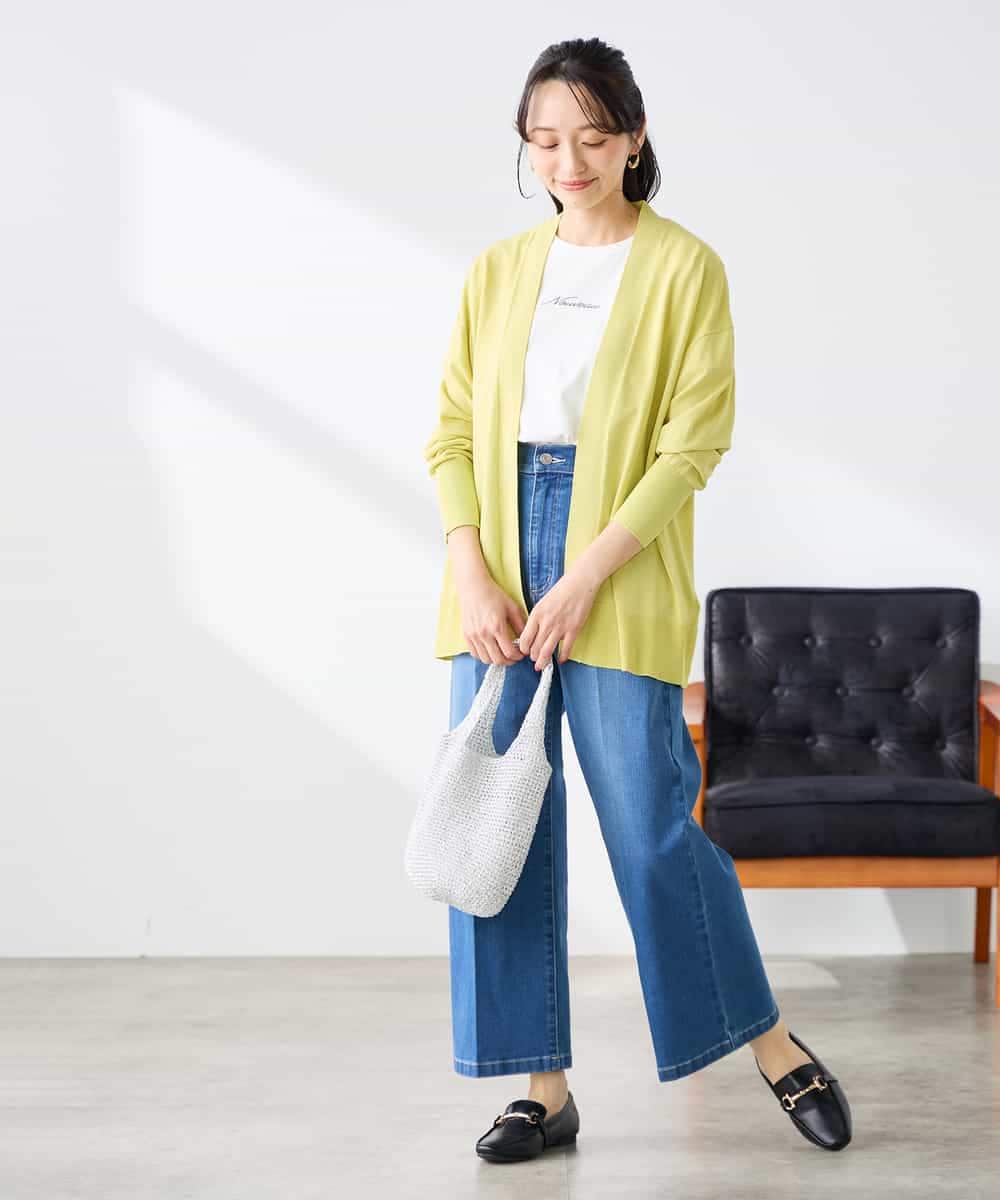 K3CGD22049 a.v.v Elmi(アー・ヴェ・ヴェ) 【低身長サイズ】さらさらタッチトッパーカーディガン【UVカット/接触冷感】 ライトイエロー