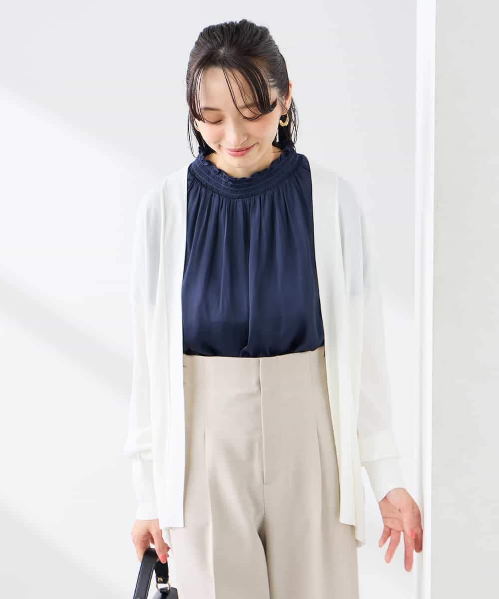 K3CGD22049 a.v.v Elmi(アー・ヴェ・ヴェ) 【低身長サイズ】さらさらタッチトッパーカーディガン【UVカット/接触冷感】 ライトイエロー