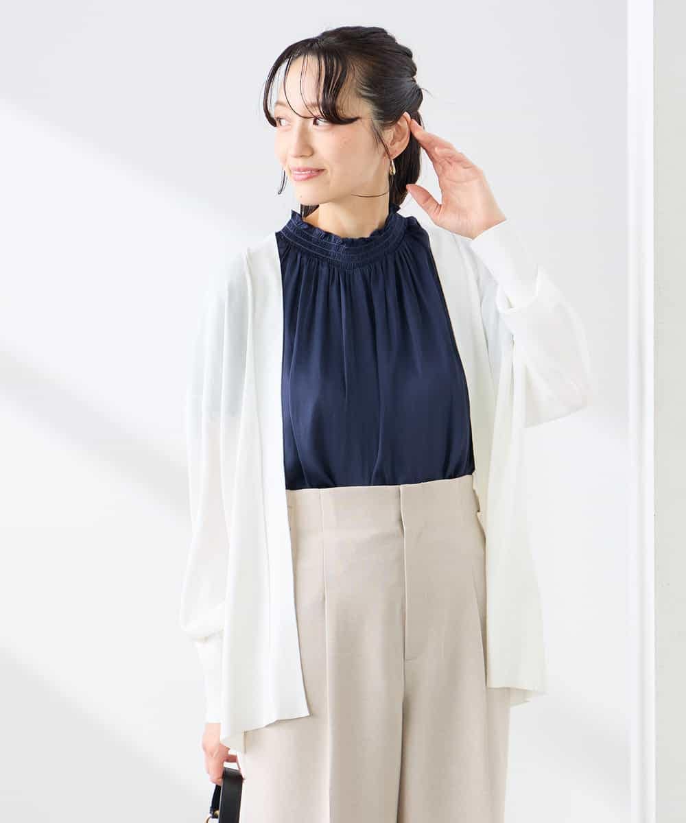 K3CGD22049 a.v.v Elmi(アー・ヴェ・ヴェ) 【低身長サイズ】さらさらタッチトッパーカーディガン【UVカット/接触冷感】 ライトイエロー