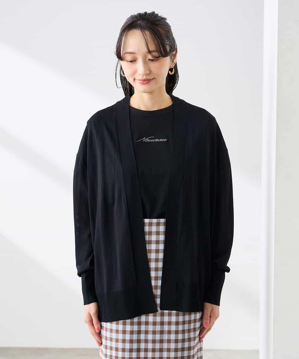 K3CGD22049 a.v.v Elmi(アー・ヴェ・ヴェ) 【低身長サイズ】さらさらタッチトッパーカーディガン【UVカット/接触冷感】 ライトイエロー