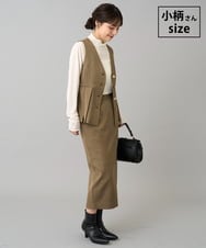 K3EBD11109 a.v.v Elmi(アー・ヴェ・ヴェ) 【低身長サイズ/2SET】ペプラムジレ×ナロースカート モカベージュ