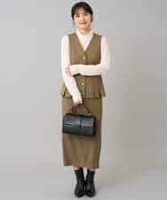 K3EBD11109 a.v.v Elmi(アー・ヴェ・ヴェ) 【低身長サイズ/2SET】ペプラムジレ×ナロースカート モカベージュ