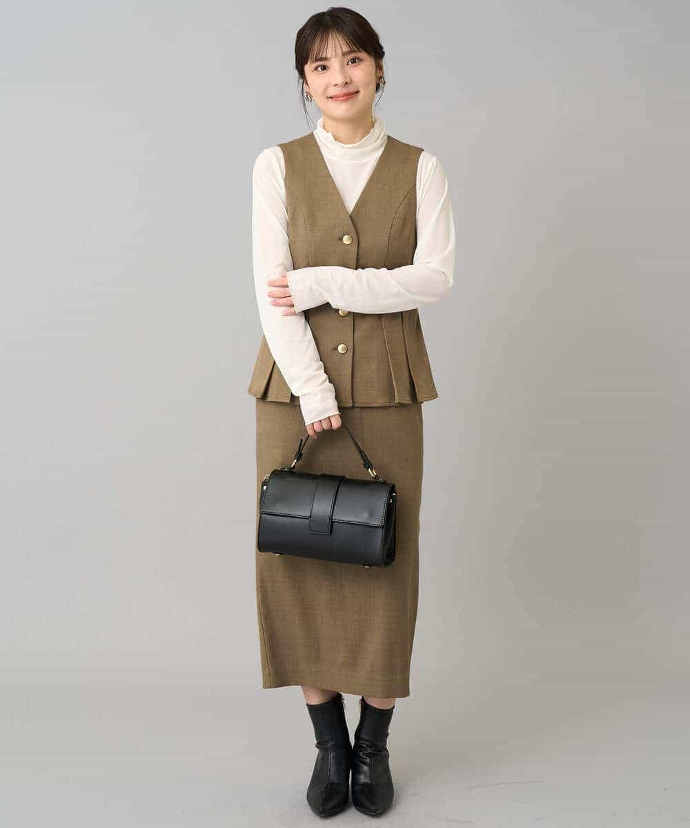 K3EBD11109 a.v.v Elmi(アー・ヴェ・ヴェ) 【低身長サイズ/2SET】ペプラムジレ×ナロースカート モカベージュ