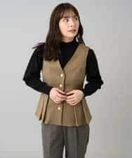 K3EBD11109 a.v.v Elmi(アー・ヴェ・ヴェ) 【低身長サイズ/2SET】ペプラムジレ×ナロースカート モカベージュ