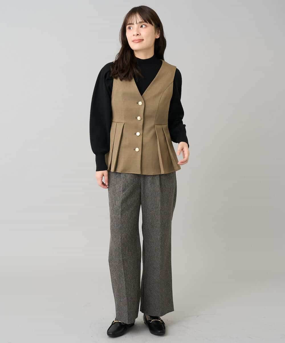 K3EBD11109 a.v.v Elmi(アー・ヴェ・ヴェ) 【低身長サイズ/2SET】ペプラムジレ×ナロースカート モカベージュ