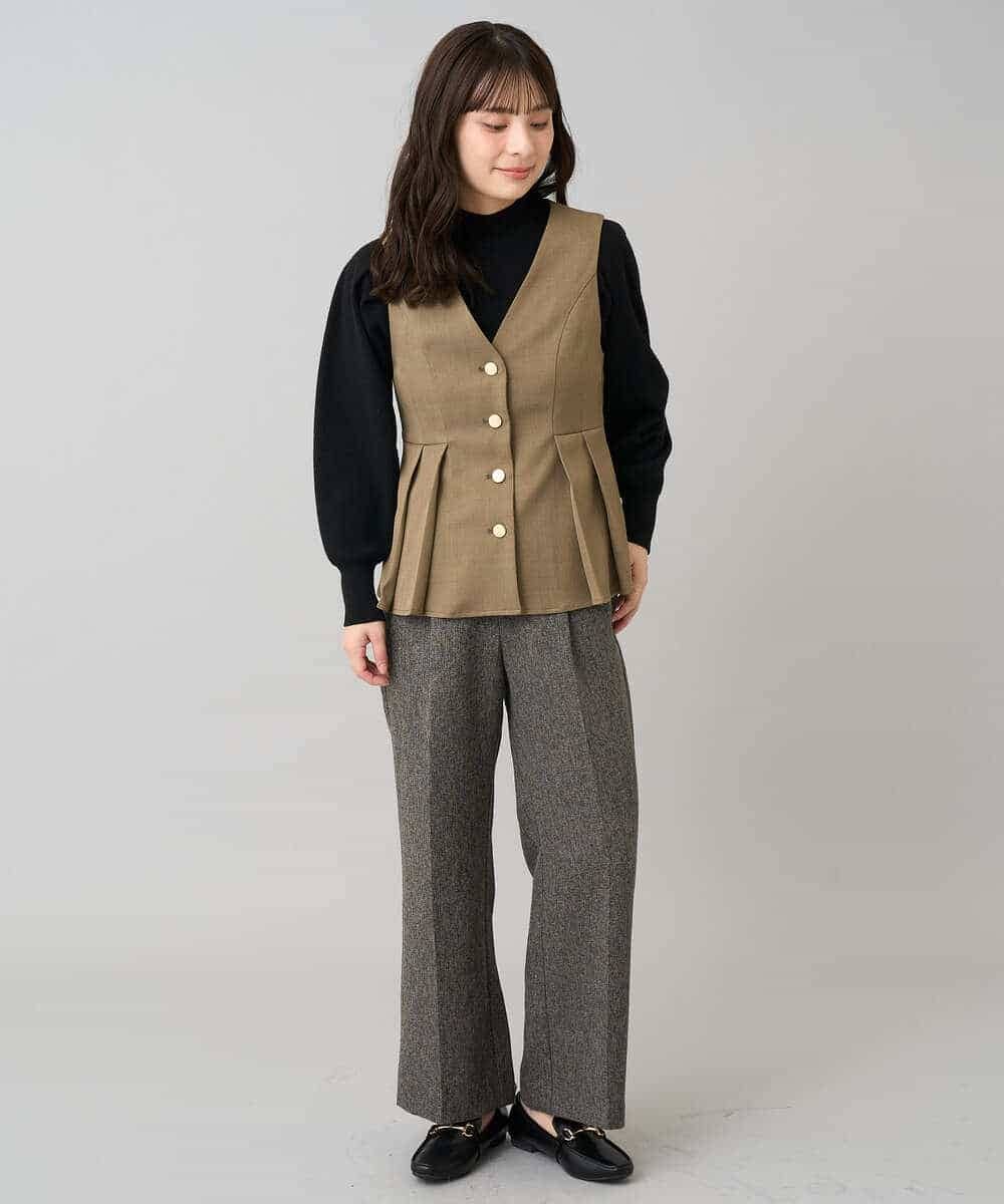 K3EBD11109 a.v.v Elmi(アー・ヴェ・ヴェ) 【低身長サイズ/2SET】ペプラムジレ×ナロースカート モカベージュ