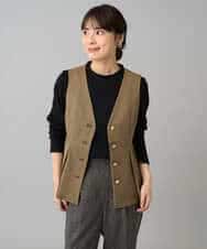 K3EBD11109 a.v.v Elmi(アー・ヴェ・ヴェ) 【低身長サイズ/2SET】ペプラムジレ×ナロースカート モカベージュ