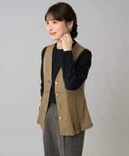 K3EBD11109 a.v.v Elmi(アー・ヴェ・ヴェ) 【低身長サイズ/2SET】ペプラムジレ×ナロースカート モカベージュ