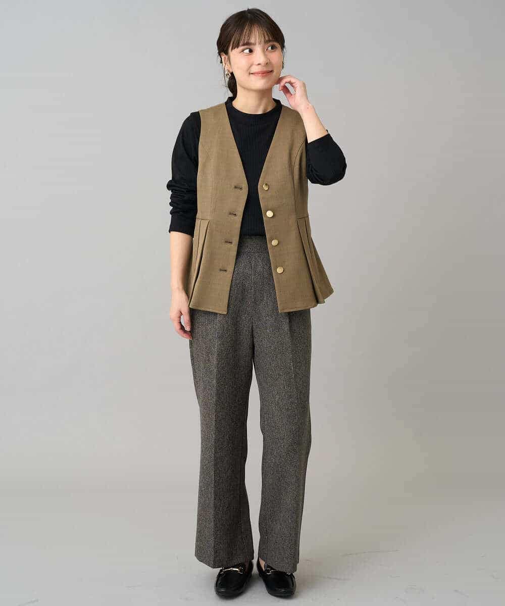 K3EBD11109 a.v.v Elmi(アー・ヴェ・ヴェ) 【低身長サイズ/2SET】ペプラムジレ×ナロースカート モカベージュ