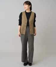 K3EBD11109 a.v.v Elmi(アー・ヴェ・ヴェ) 【低身長サイズ/2SET】ペプラムジレ×ナロースカート モカベージュ