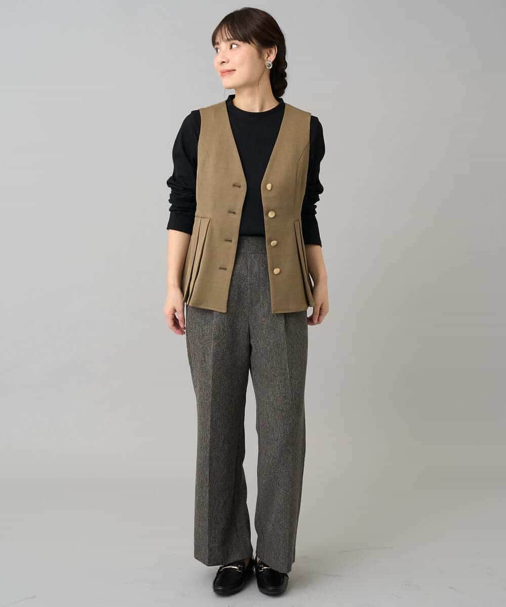 K3EBD11109 a.v.v Elmi(アー・ヴェ・ヴェ) 【低身長サイズ/2SET】ペプラムジレ×ナロースカート モカベージュ