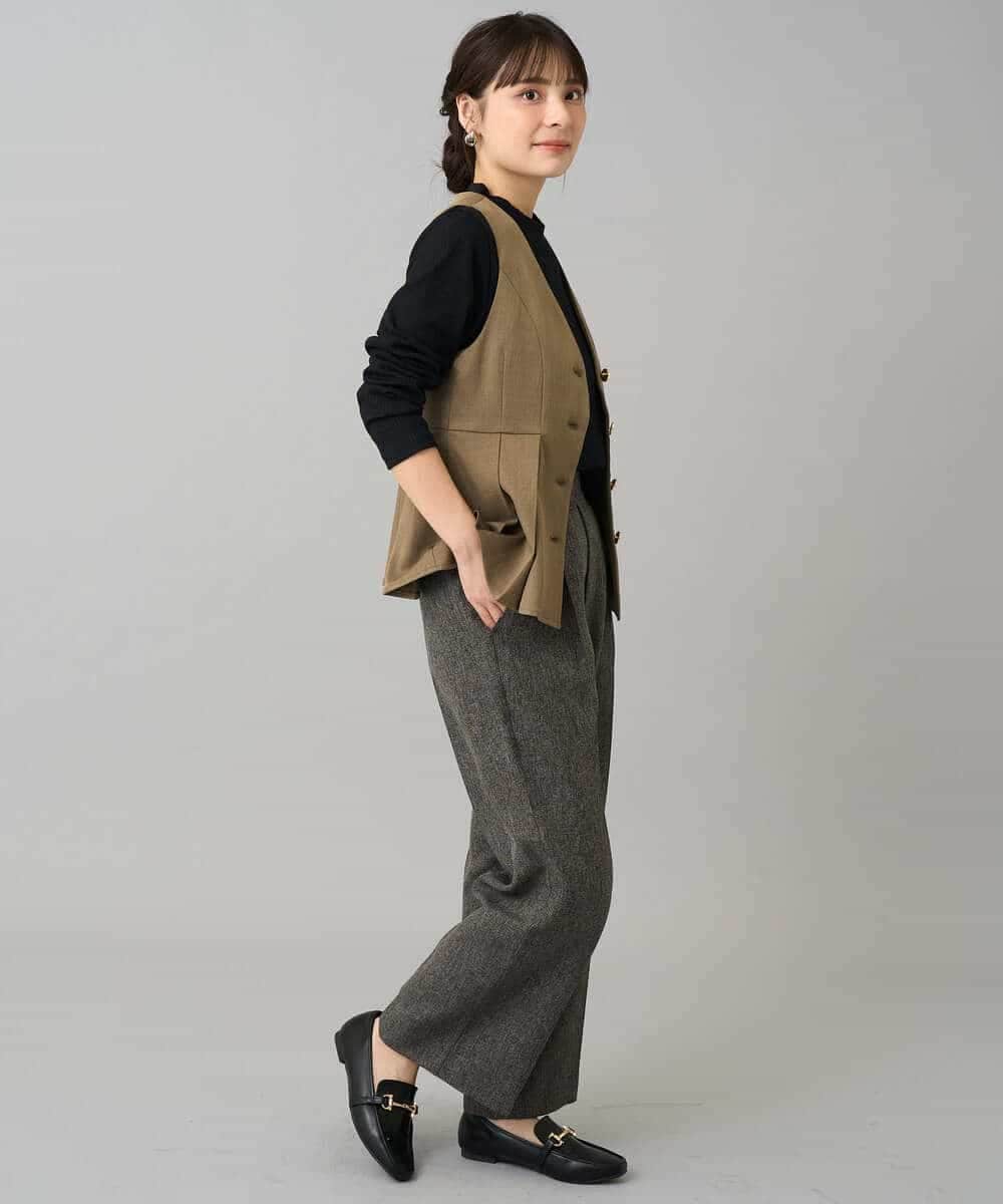 K3EBD11109 a.v.v Elmi(アー・ヴェ・ヴェ) 【低身長サイズ/2SET】ペプラムジレ×ナロースカート モカベージュ